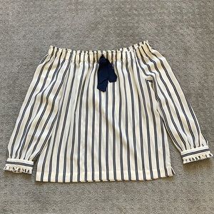 Jcrew Mercantile off the shoulder stripped top